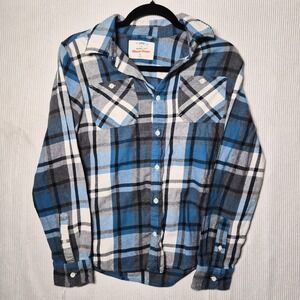 Urban Pipeline Ultimate Flannel Shirt Boys XL Black Plaid Long Sleeve Cotton